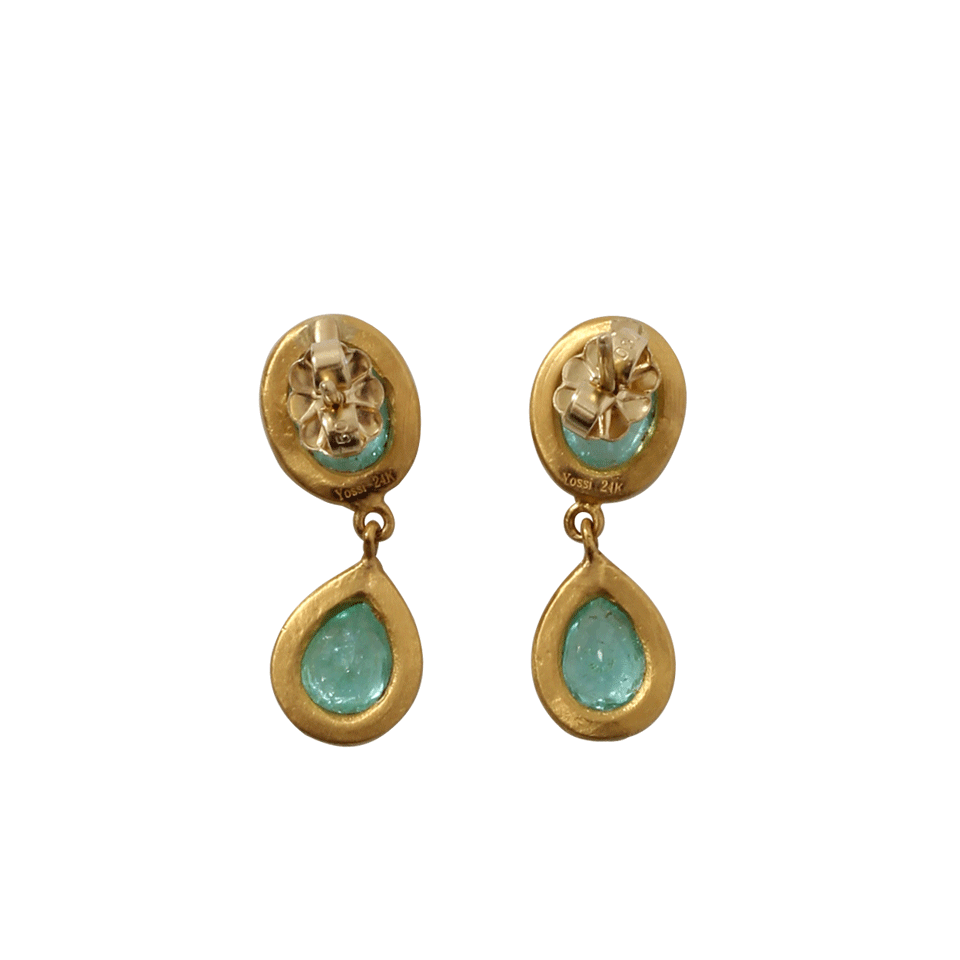 YOSSI HARARI-Paraiba Tourmaline Drop Earrings-YELLOW GOLD