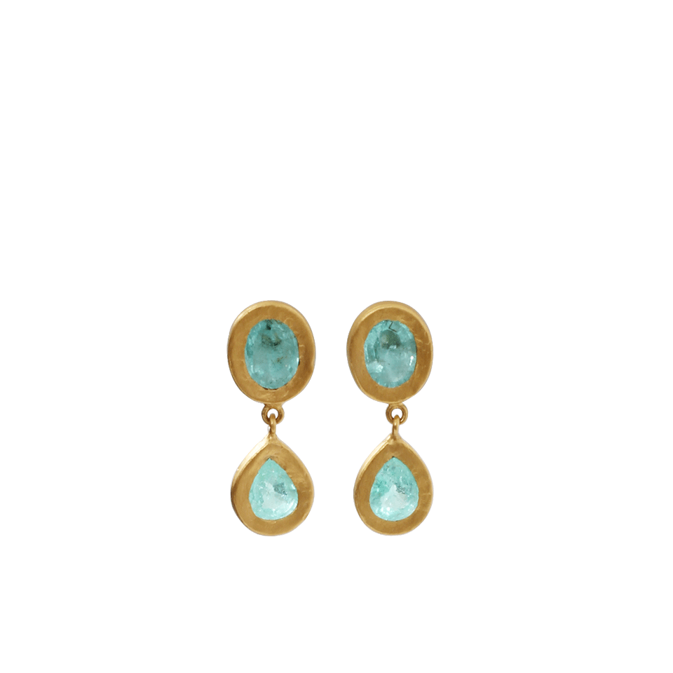 YOSSI HARARI-Paraiba Tourmaline Drop Earrings-YELLOW GOLD