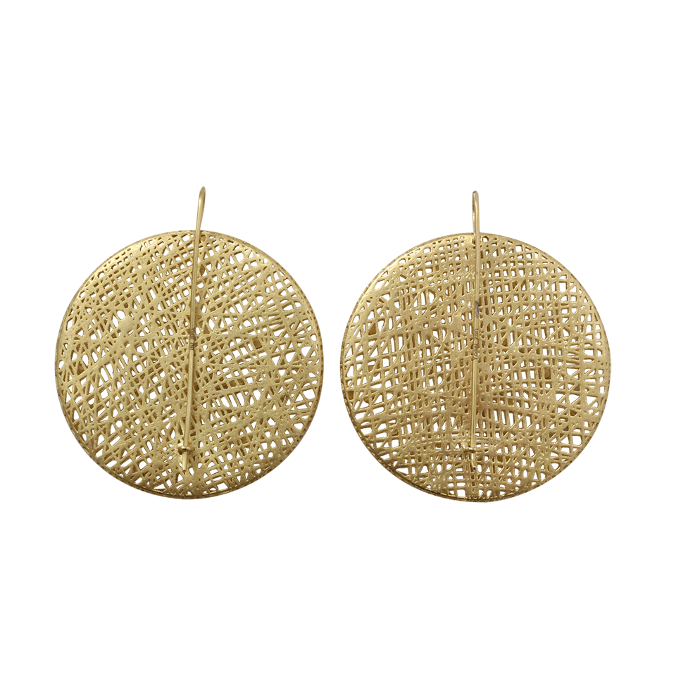 YOSSI HARARI-Round Lace Diamond Earrings-YELLOW GOLD