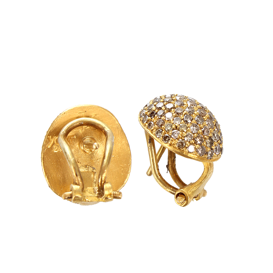 YOSSI HARARI-Small Cognac Diamond Roxanne Earrings-YELLOW GOLD