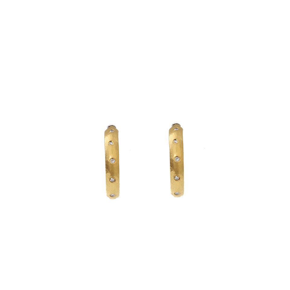YOSSI HARARI-Small Mica Diamond Hoop Earrings-YELLOW GOLD