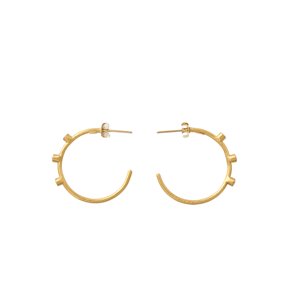 YOSSI HARARI-Three White Diamond Jane Hoop Earrings-YLLW GLD