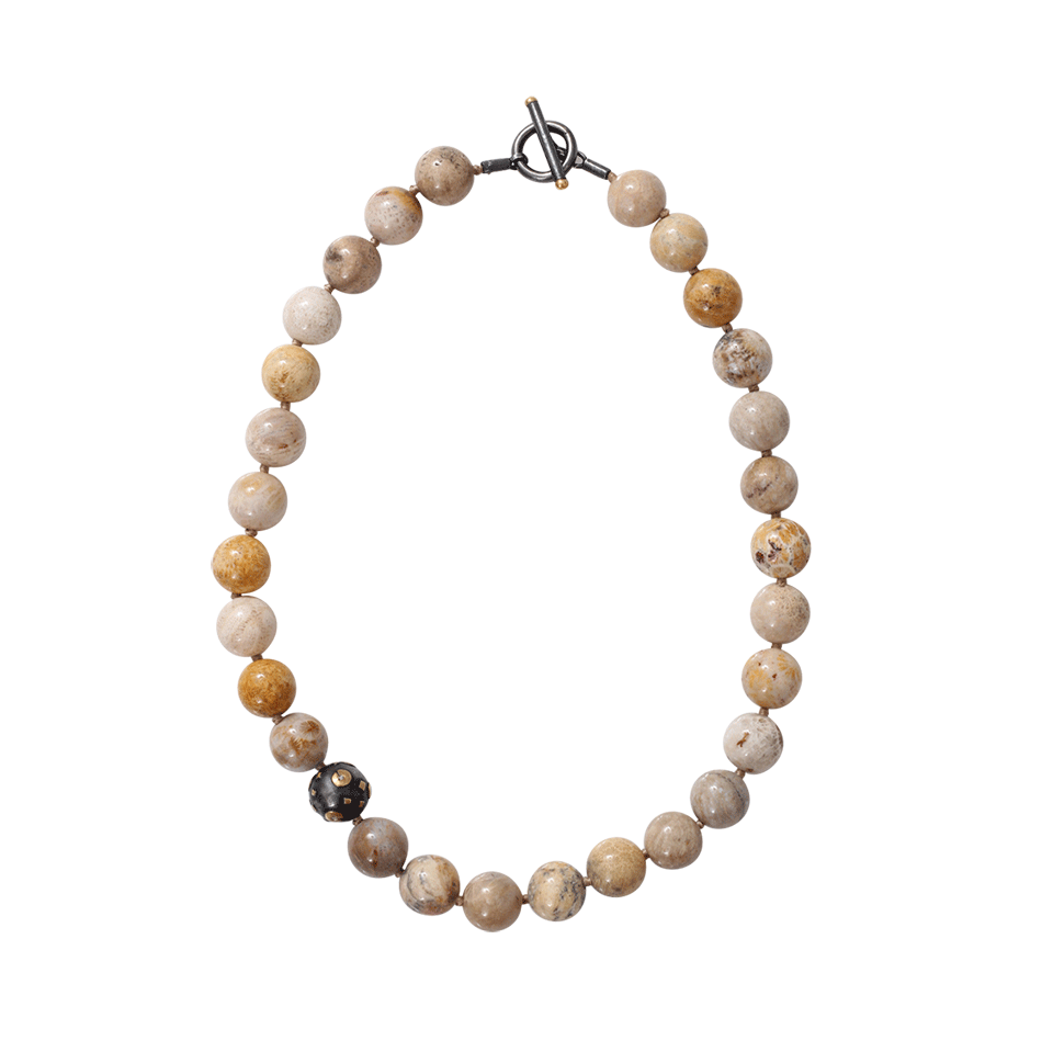 YOSSI HARARI-Libra Fossilized Coral Bead Necklace-GILVER