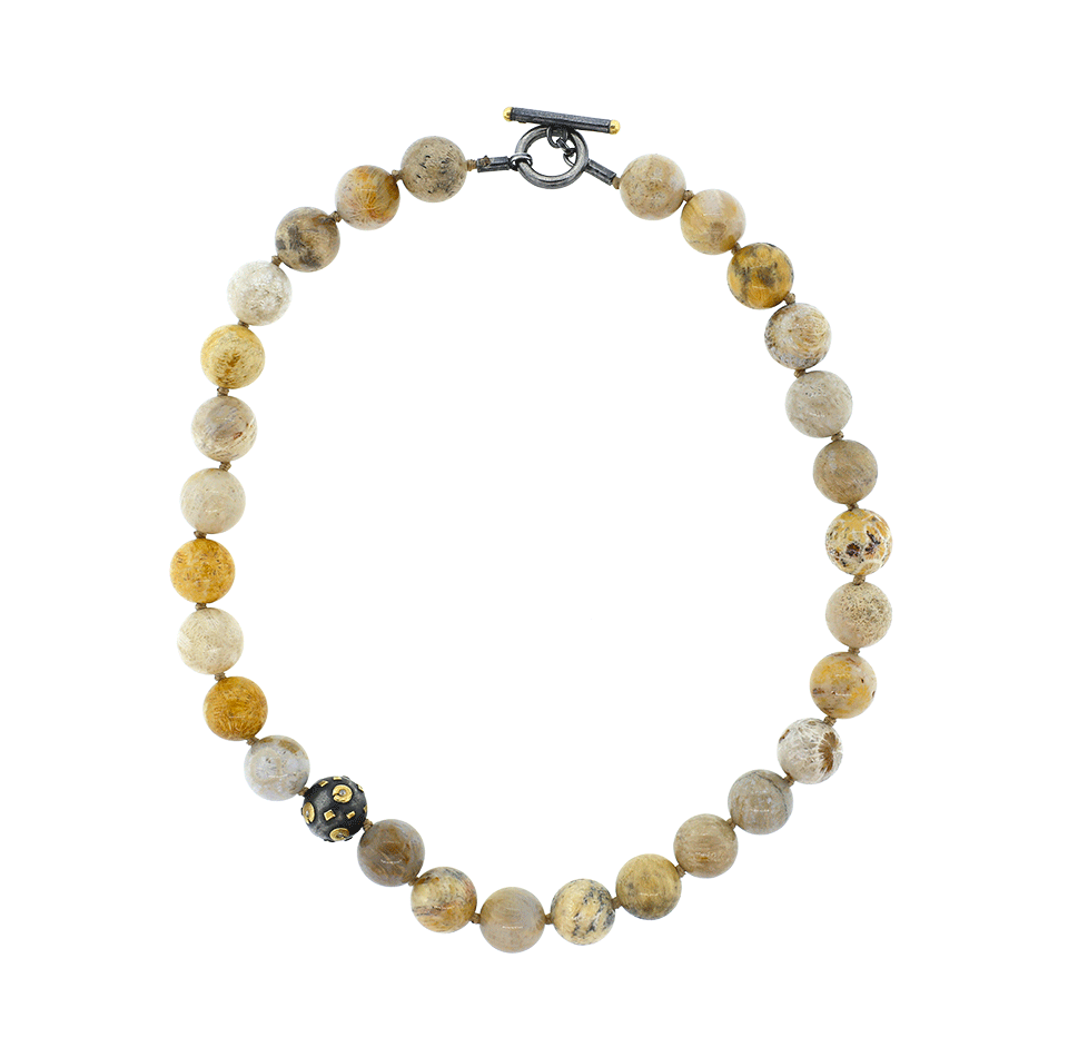 YOSSI HARARI-Libra Fossilized Coral Beaded Necklace-GILVER
