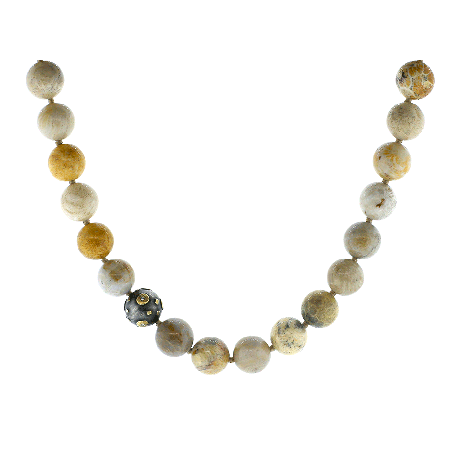 YOSSI HARARI-Libra Fossilized Coral Beaded Necklace-GILVER
