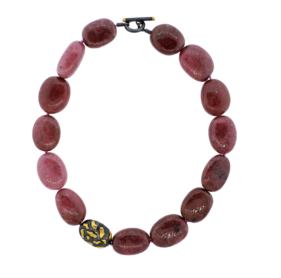 YOSSI HARARI-Libra Oval Rhodolite Garnet Necklace-GILVER