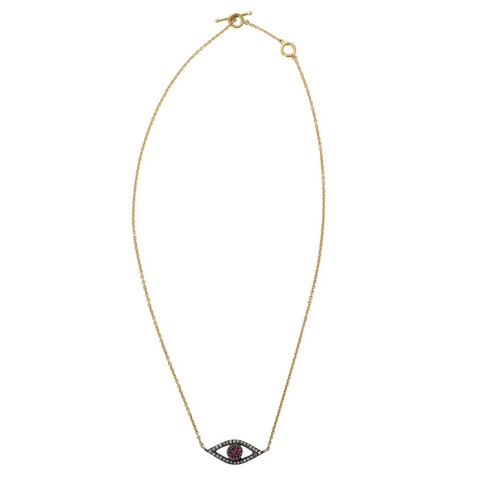 YOSSI HARARI-Lilah Evil Eye Ruby Necklace-GILVER