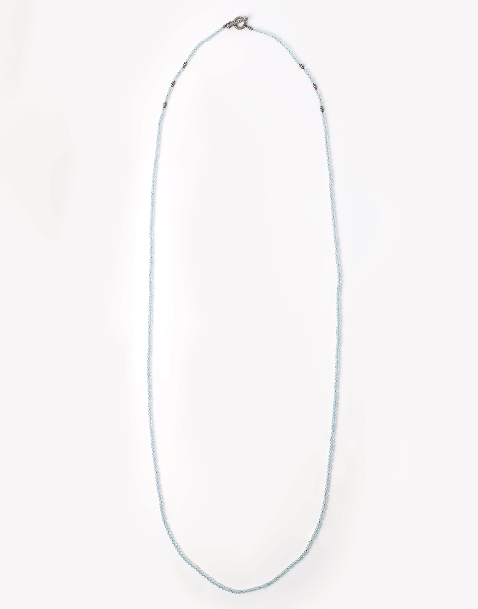 YOSSI HARARI-Roxanne Aquamarine Bead Necklace-GILVER