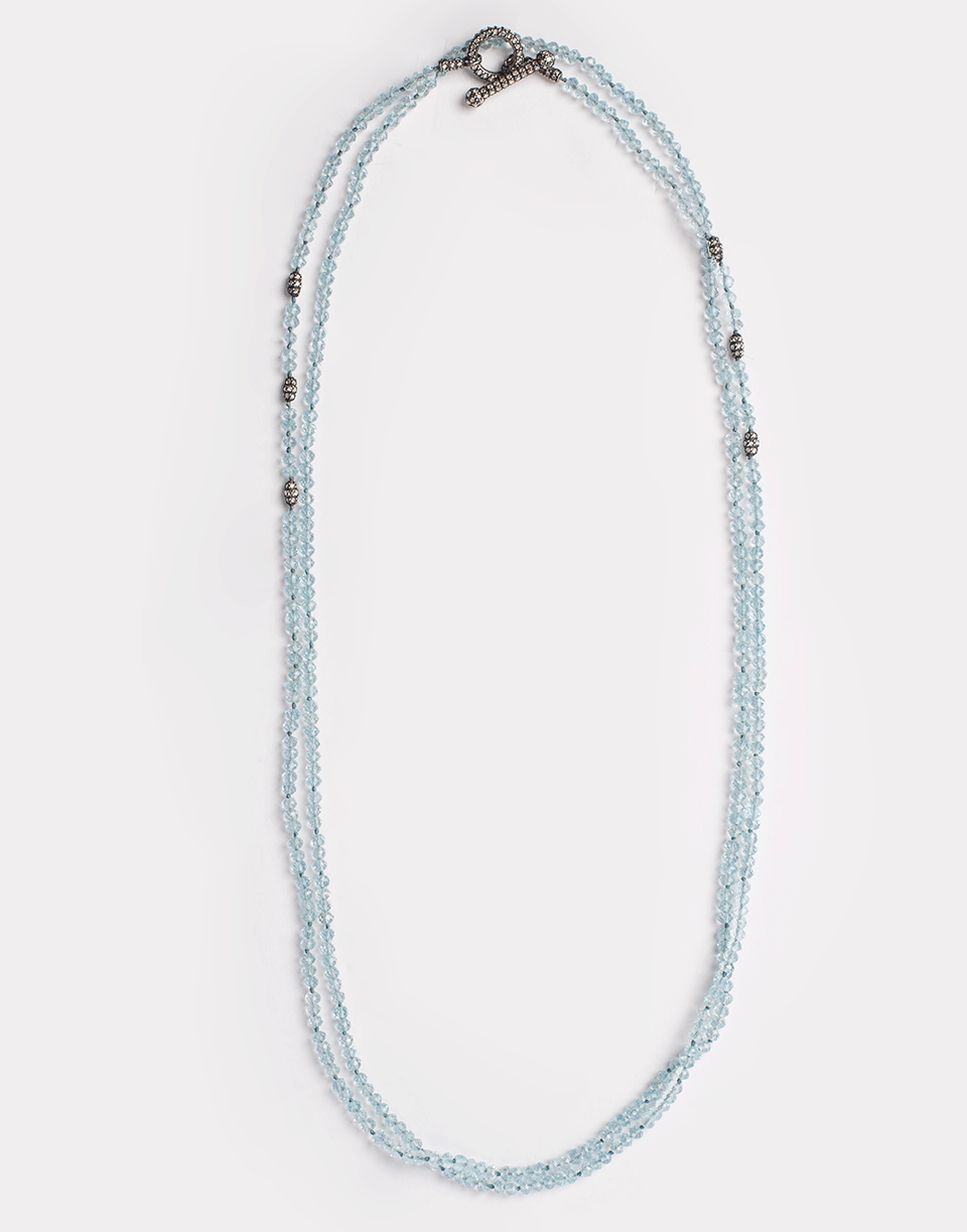 YOSSI HARARI-Roxanne Aquamarine Bead Necklace-GILVER