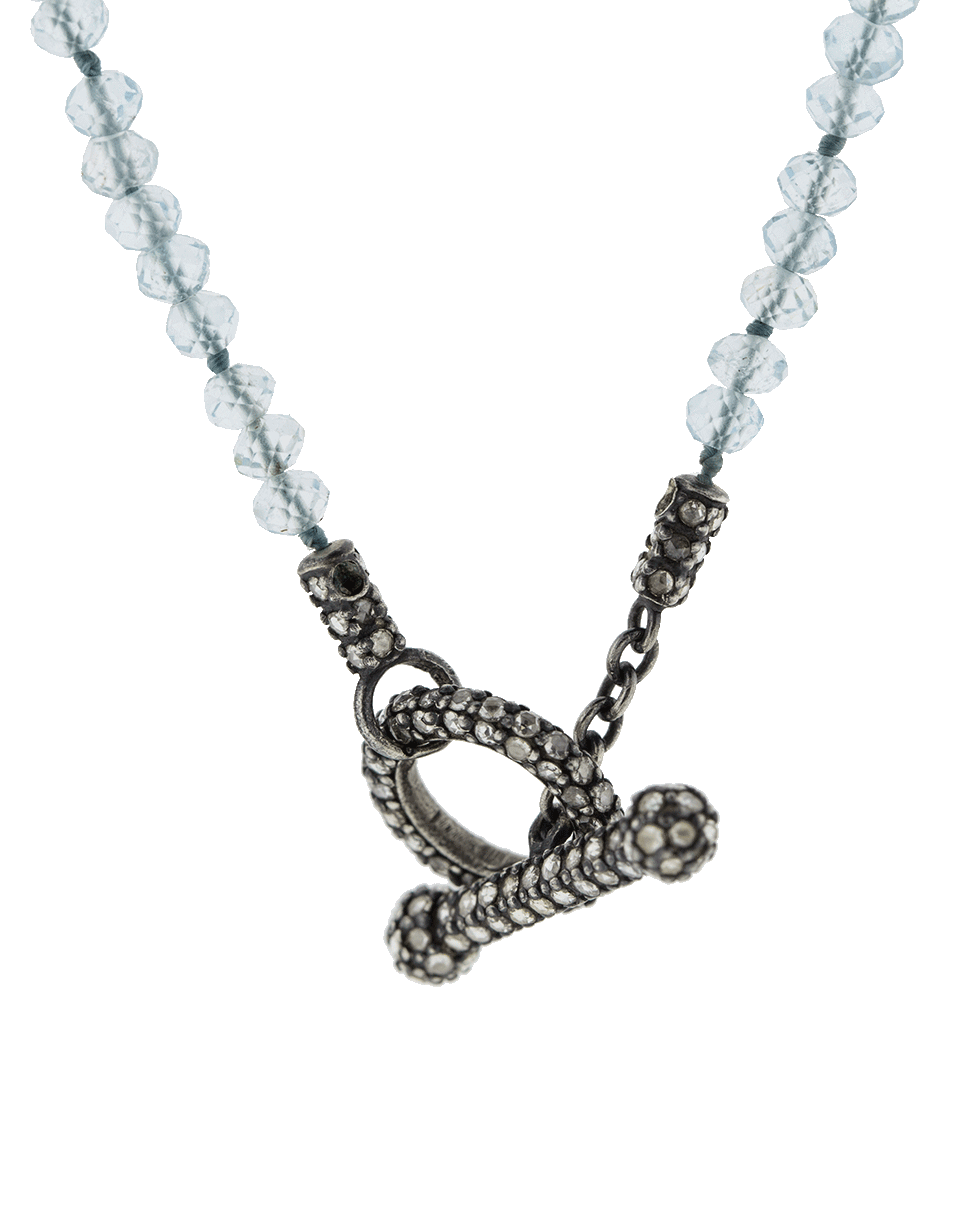 YOSSI HARARI-Roxanne Aquamarine Bead Necklace-GILVER