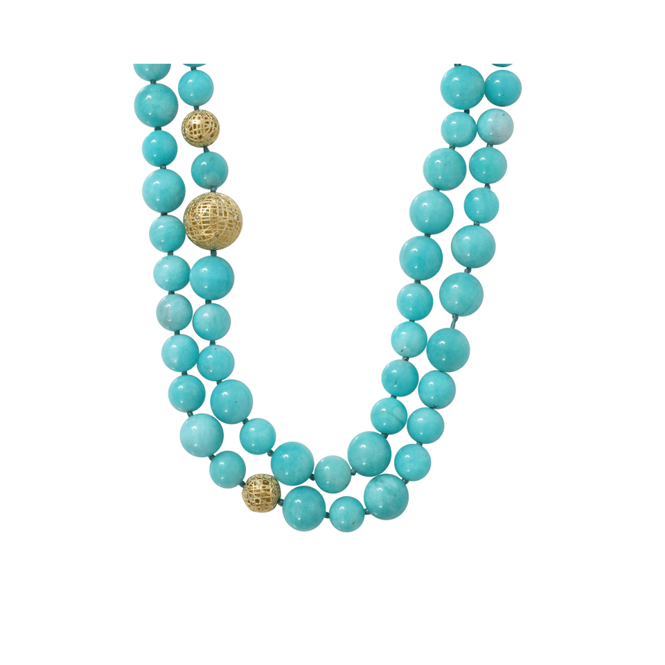 YOSSI HARARI-Amazonite Lace Wrap Necklace-YELLOW GOLD