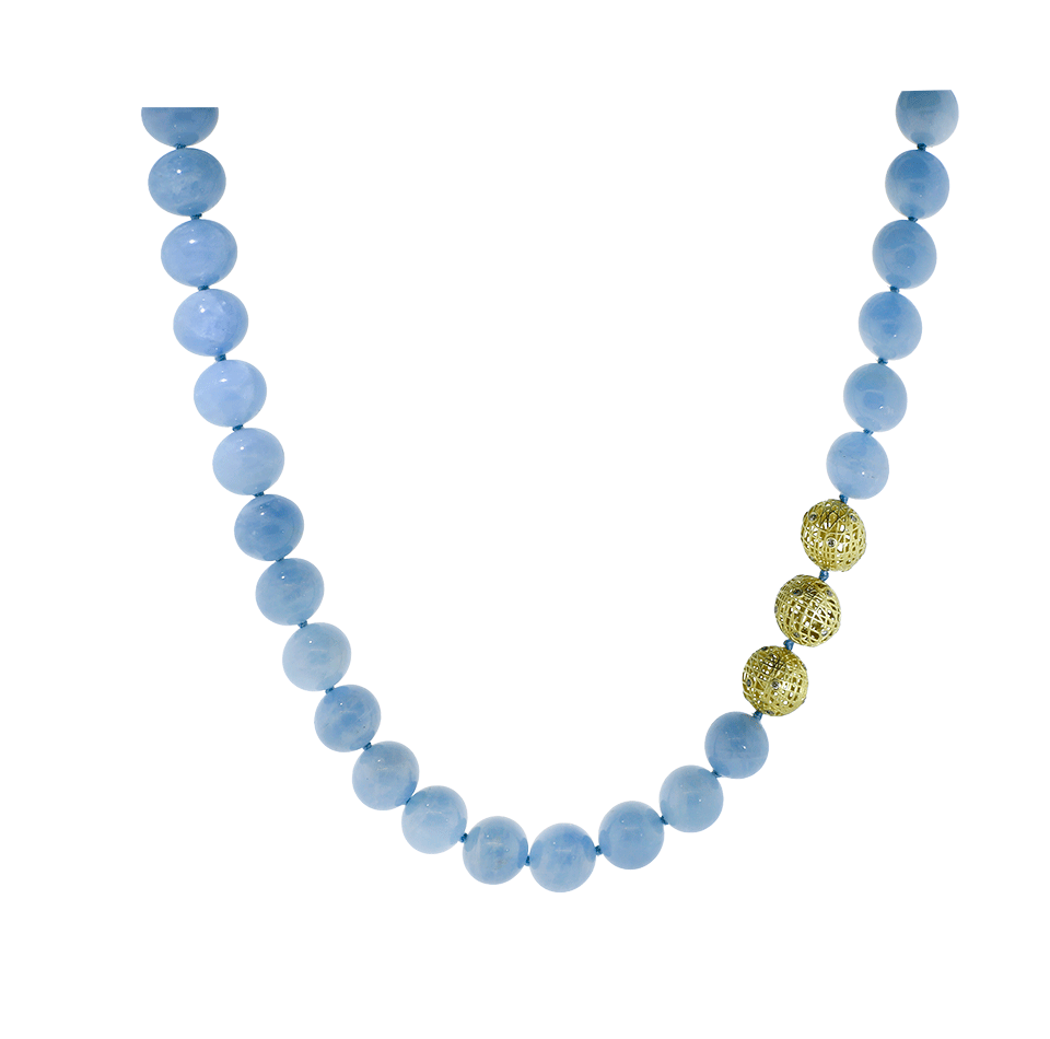 YOSSI HARARI-Lace Chalcedony Beaded Necklace-YELLOW GOLD