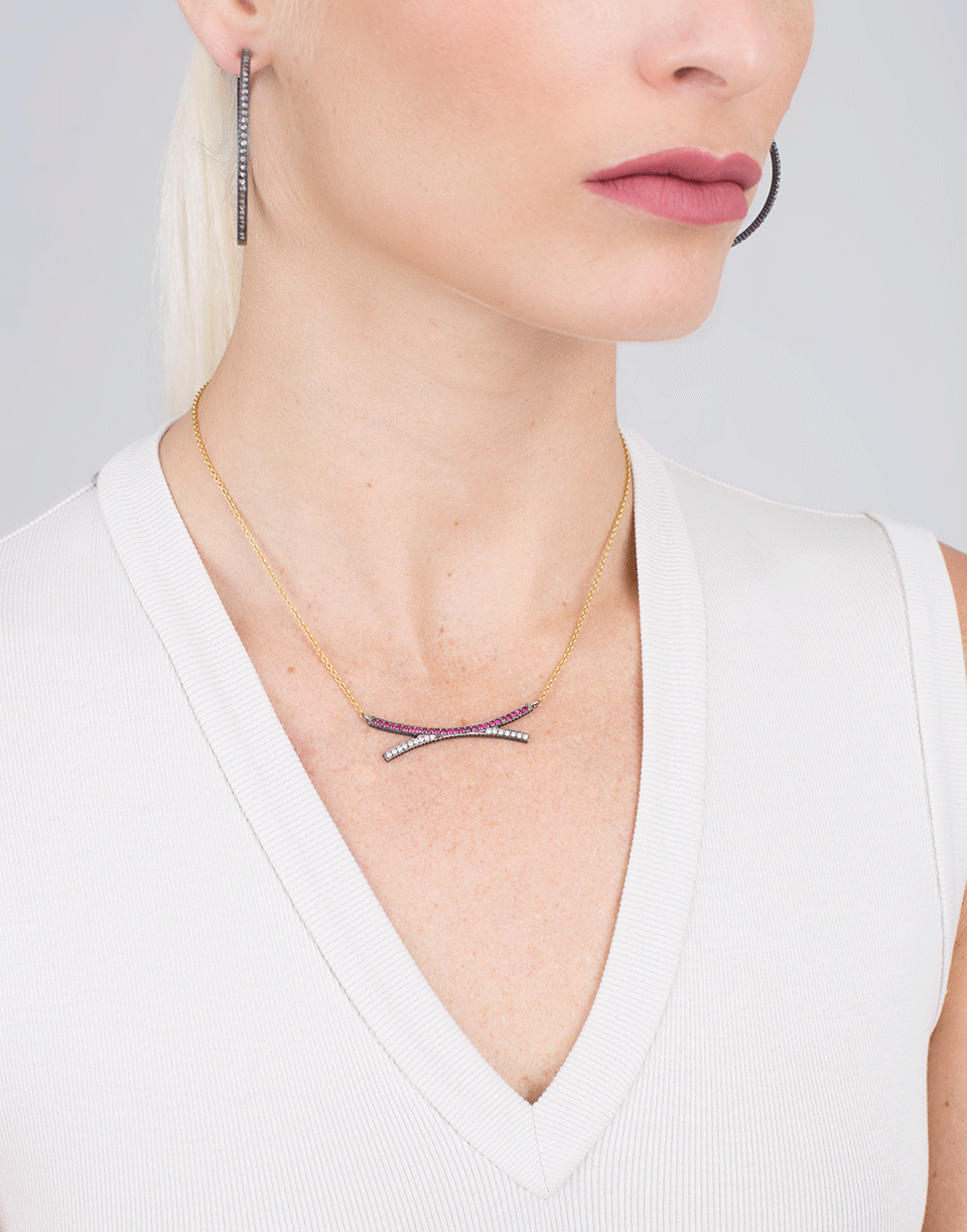 YOSSI HARARI-Lilah Criss Cross Necklace-YELLOW GOLD
