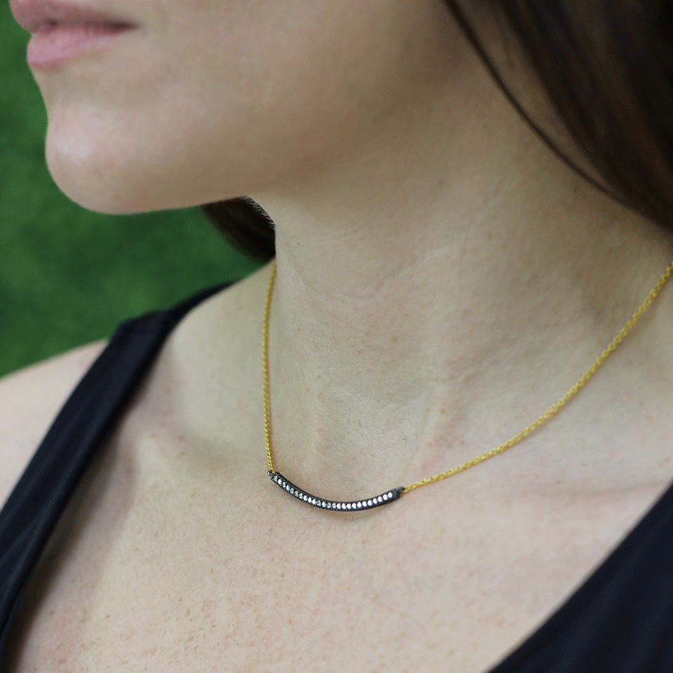 YOSSI HARARI-Lilah Smile Diamond Necklace-YELLOW GOLD