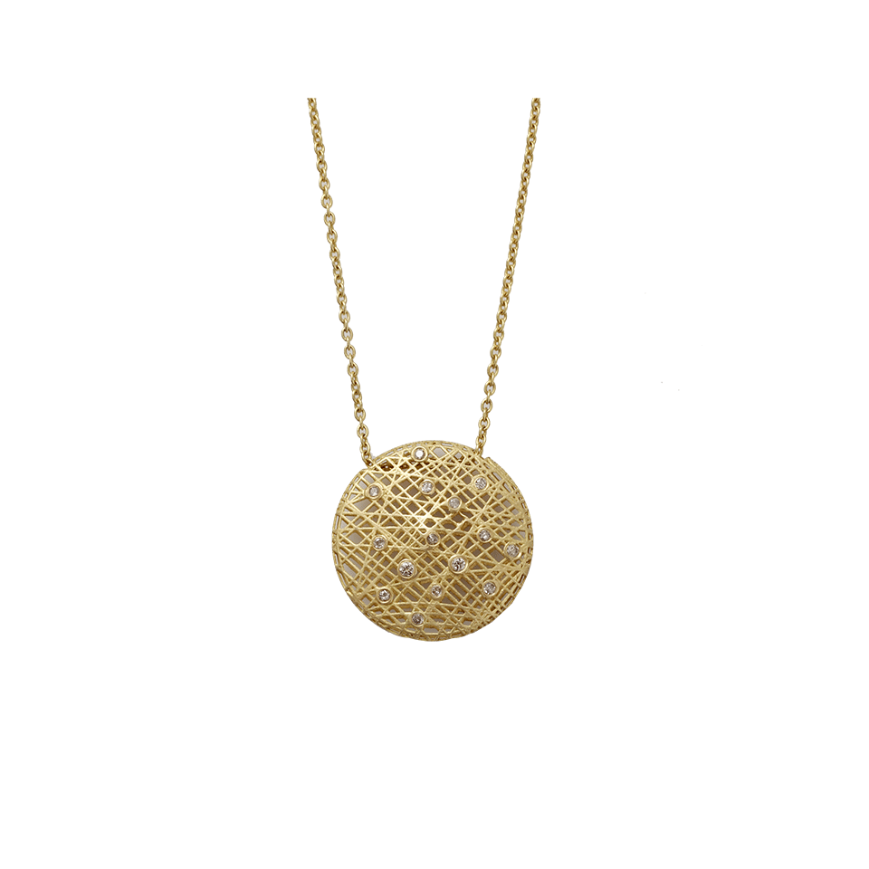 YOSSI HARARI-Medium Round Lace Pendant Necklace-YELLOW GOLD