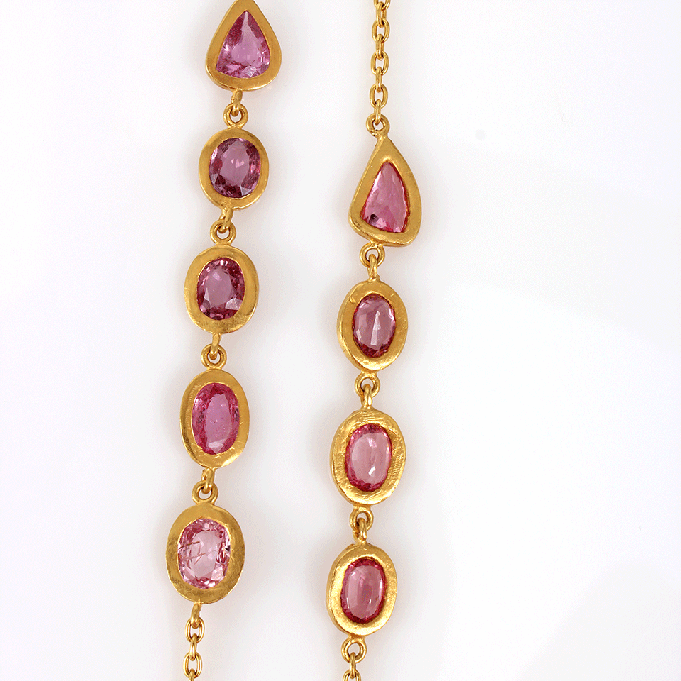 YOSSI HARARI-Mica Padparadcha Sapphire Necklace-YELLOW GOLD