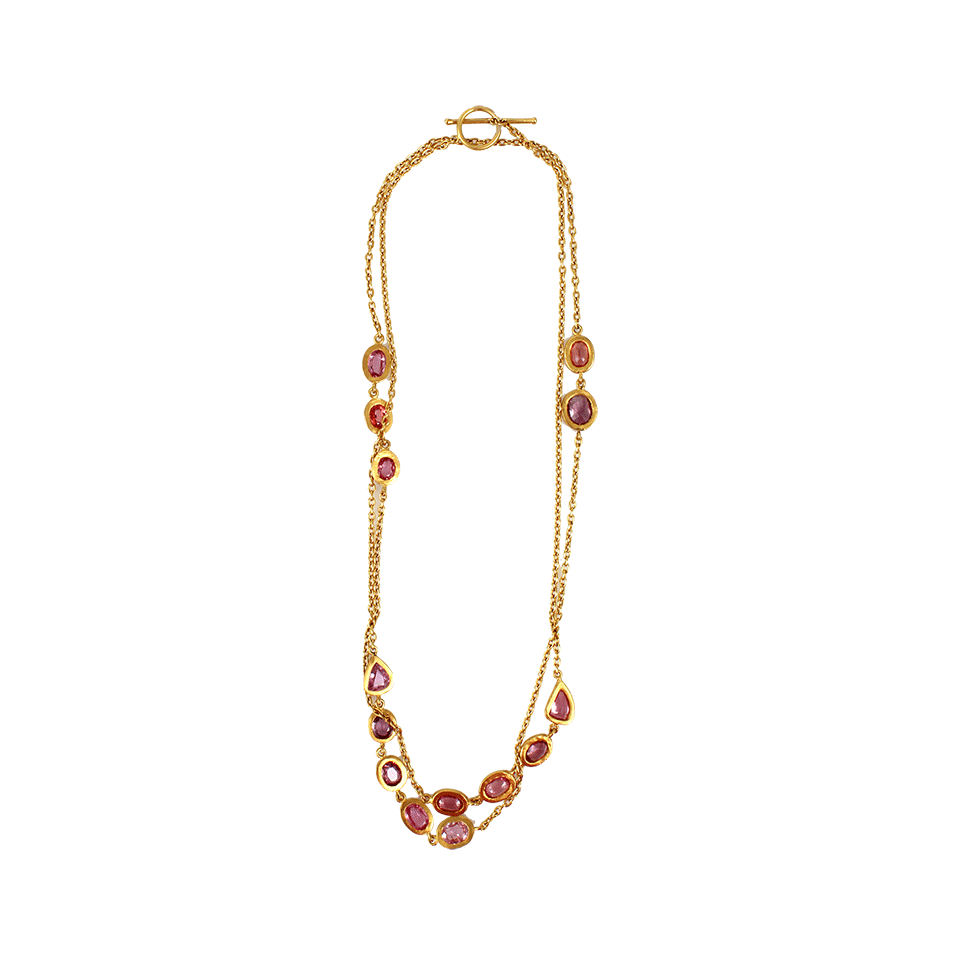 YOSSI HARARI-Mica Padparadcha Sapphire Necklace-YELLOW GOLD