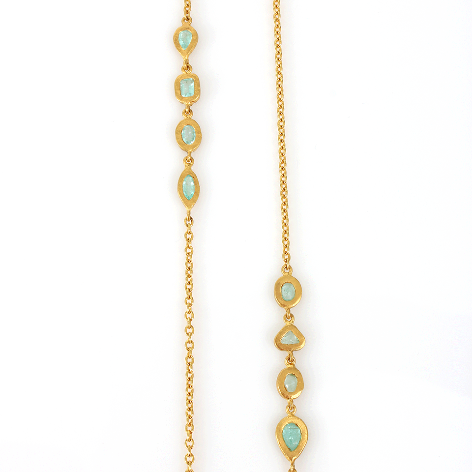 YOSSI HARARI-Mica Paraiba Tourmaline Wrap Necklace-YELLOW GOLD