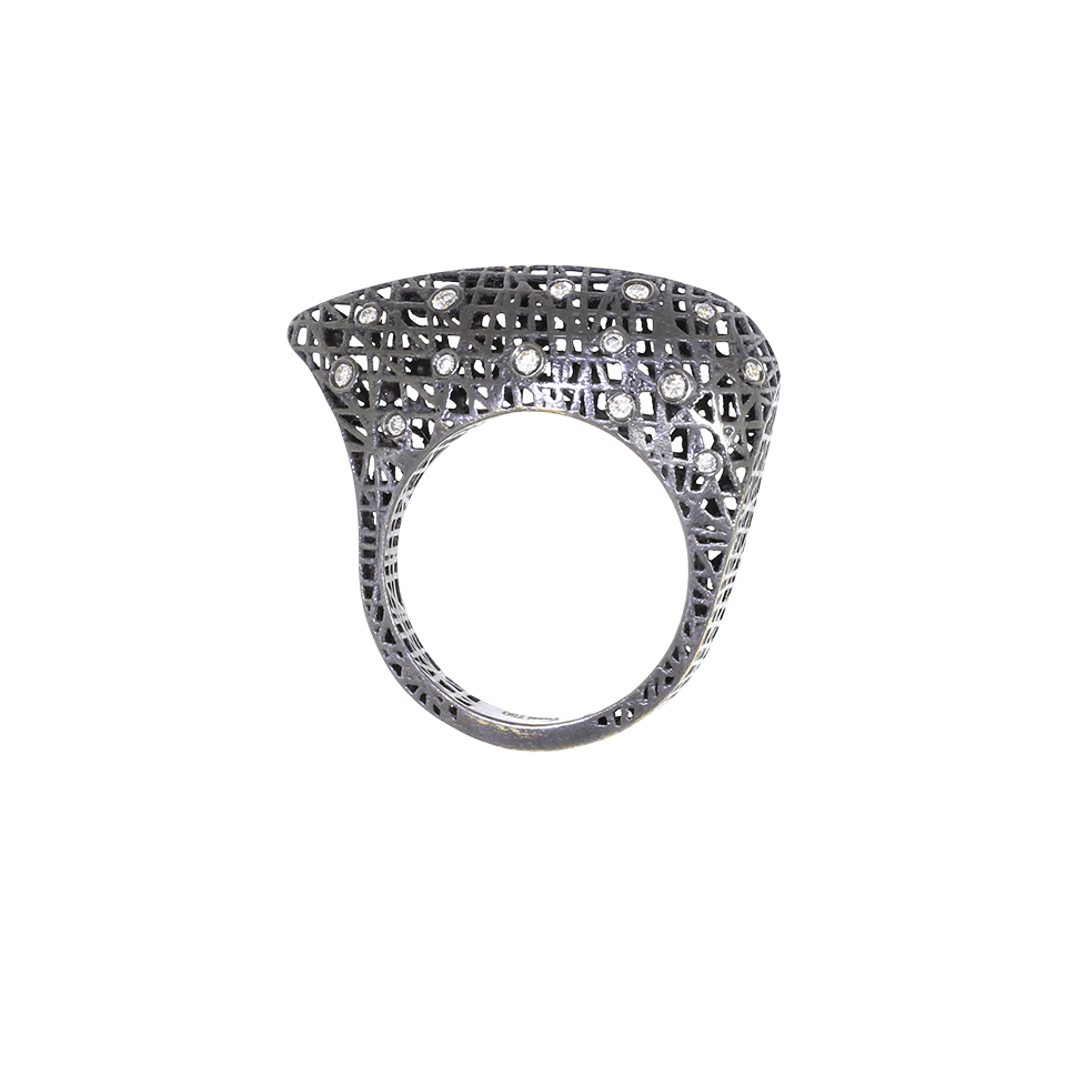 YOSSI HARARI-Lace Sculptural Ring-BLACK GOLD