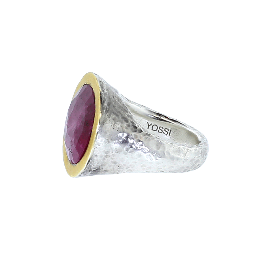 YOSSI HARARI-Ruby Slice Bezel Ring-SILVER