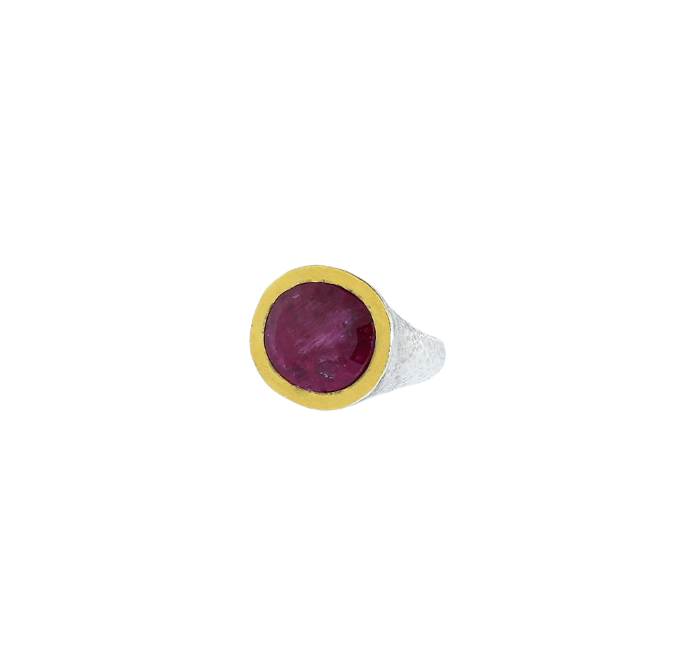 YOSSI HARARI-Ruby Slice Bezel Ring-SILVER