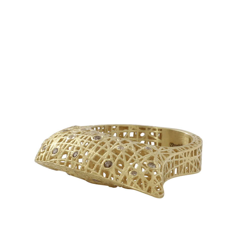 YOSSI HARARI-Lace Structure Diamond Ring-YELLOW GOLD