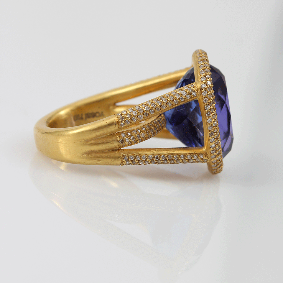 YOSSI HARARI-Large Tanzanite Ring-YELLOW GOLD