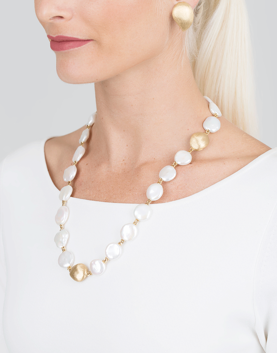 YVEL-White Keshi Fresh Water Pearl Bracelet-YLW GOLD