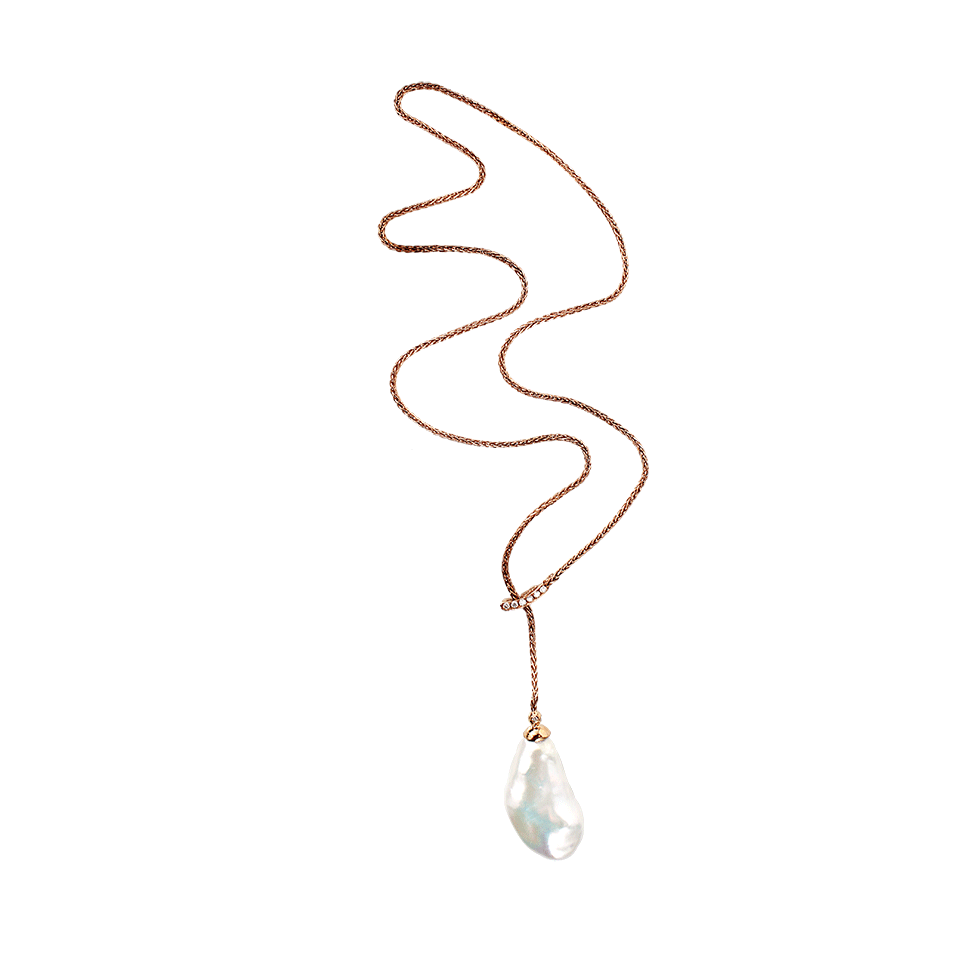 YVEL-Baroque Fresh Water Pearl Necklace-ROSE GOLD