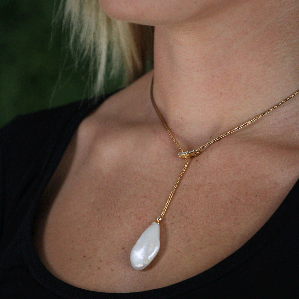 YVEL-Baroque Fresh Water Pearl Necklace-YELLOW GOLD