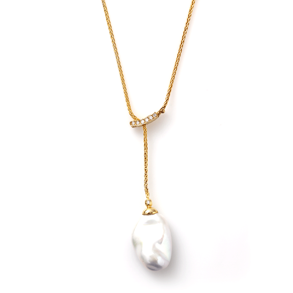 YVEL-Baroque Fresh Water Pearl Necklace-YELLOW GOLD