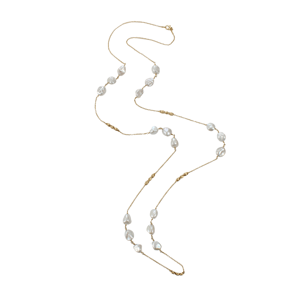YVEL-Keshi Pearl Station Necklace-YELLOW GOLD
