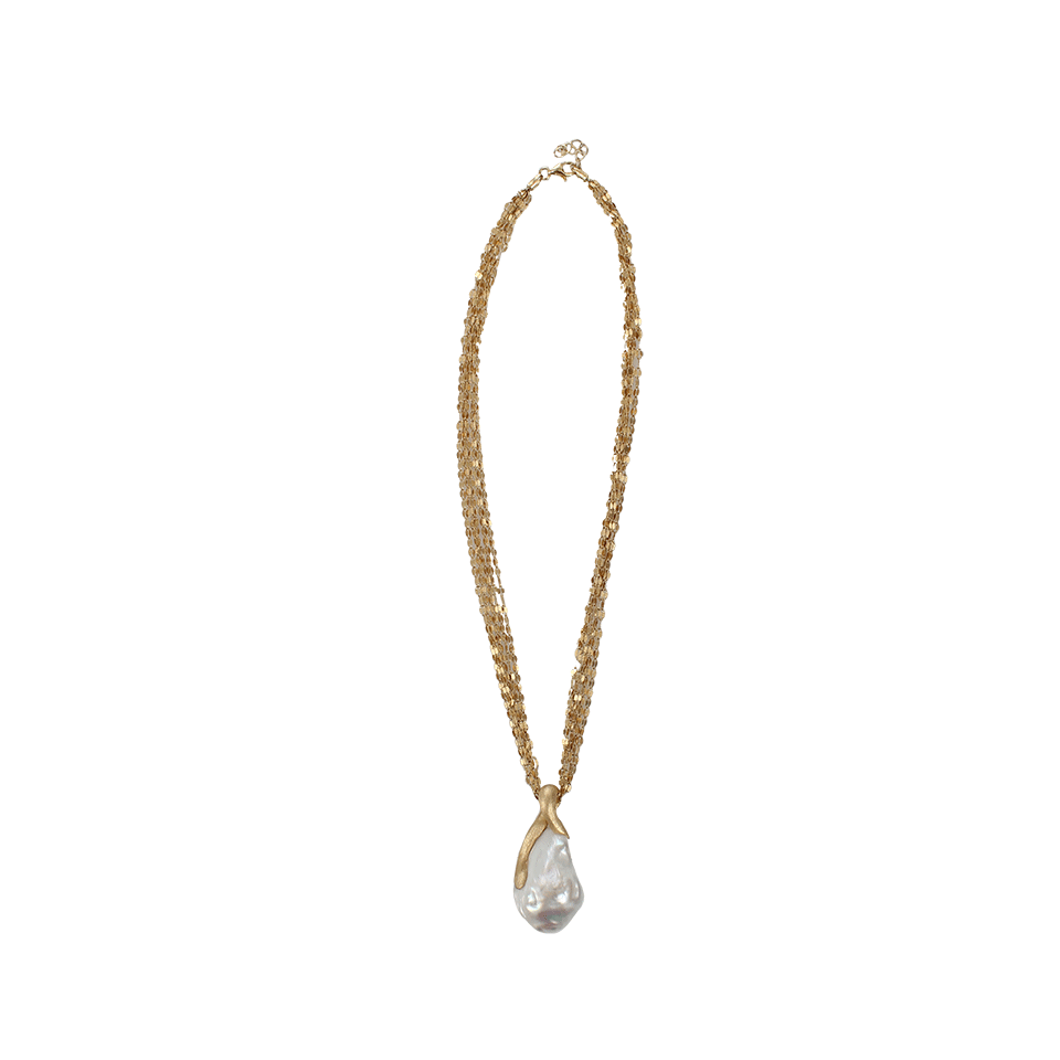 YVEL-White Baroque Freshwater Pendant Necklace-YELLOW GOLD