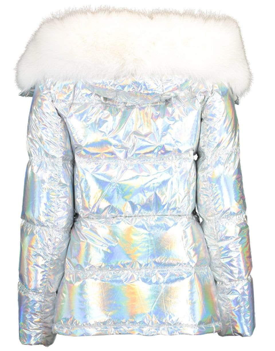 YVES SALOMON-Fur Trim Holographic Jacket-