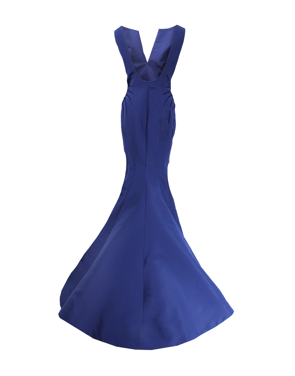 ZAC POSEN-V-Neck Gown-INDIGO