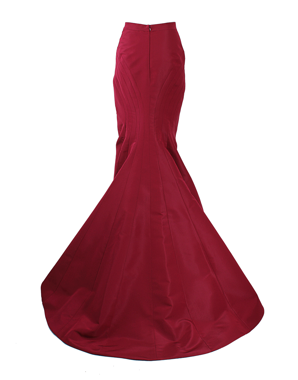 ZAC POSEN-Twisted Seam Long Skirt-TUSCNRED