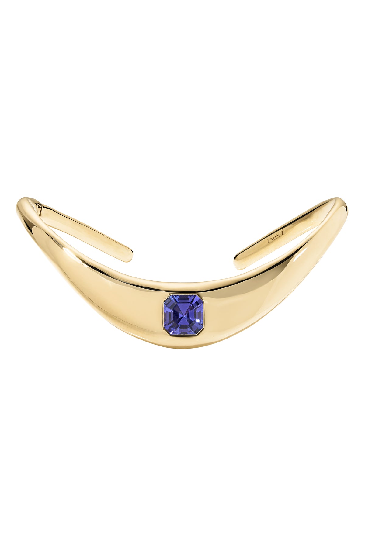 Tanzanite Asscher Cut Bangle Bracelet-YELLOW GOLD-6-JEWELRYFINE JEWELBRACELET O-ZAHN-Z