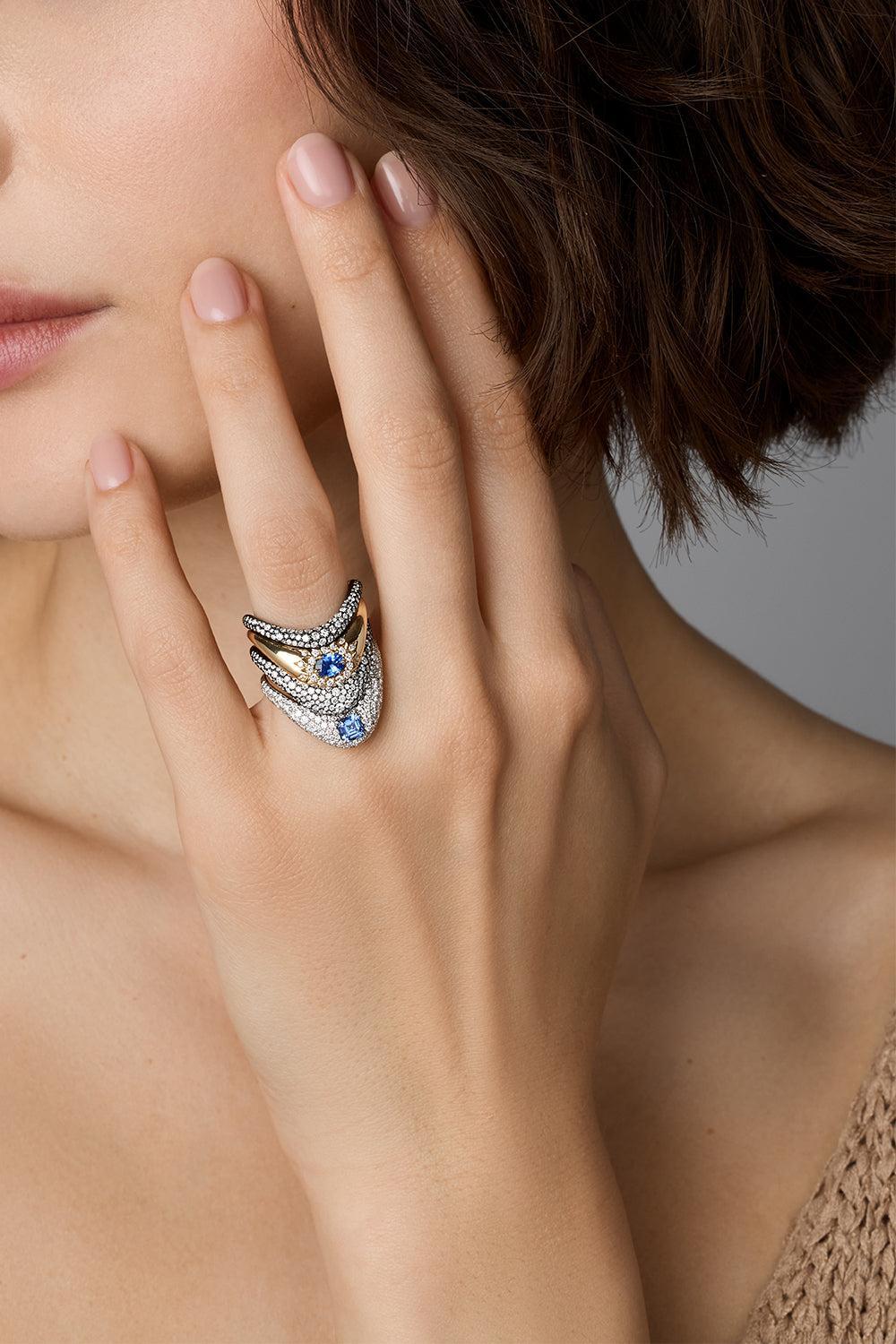  Diamond Blue Sapphire Pave Ring-YELLOW GOLD-6.5-JEWELRYFINE JEWELRING-ZAHN-Z 