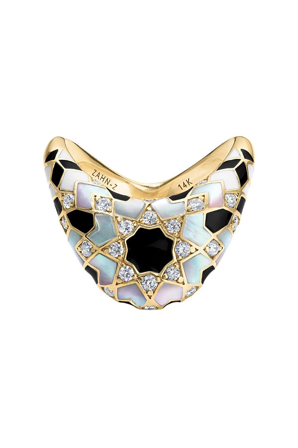 Diamond Pearl Big Zaha Secrets Revealed Ring-YELLOW GOLD-6.5-JEWELRYFINE JEWELRING-ZAHN-Z