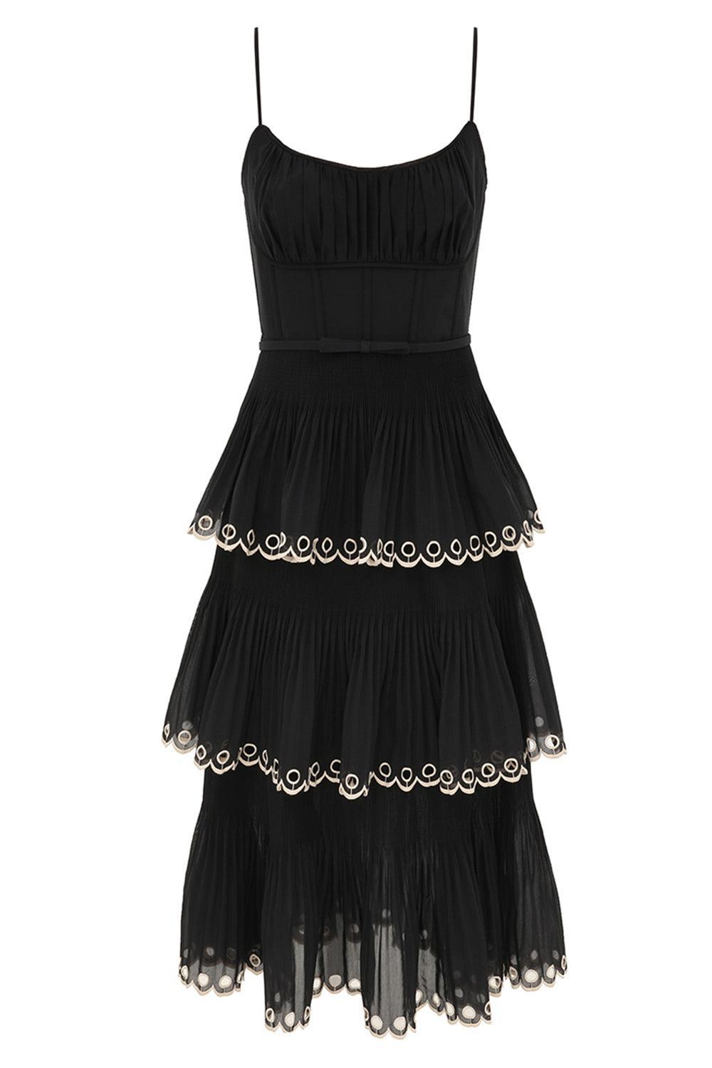 Embroidered Tiered Midi Dress-BLACK-1-CLOTHINGDRESSCASUAL-ZIMMERMANN