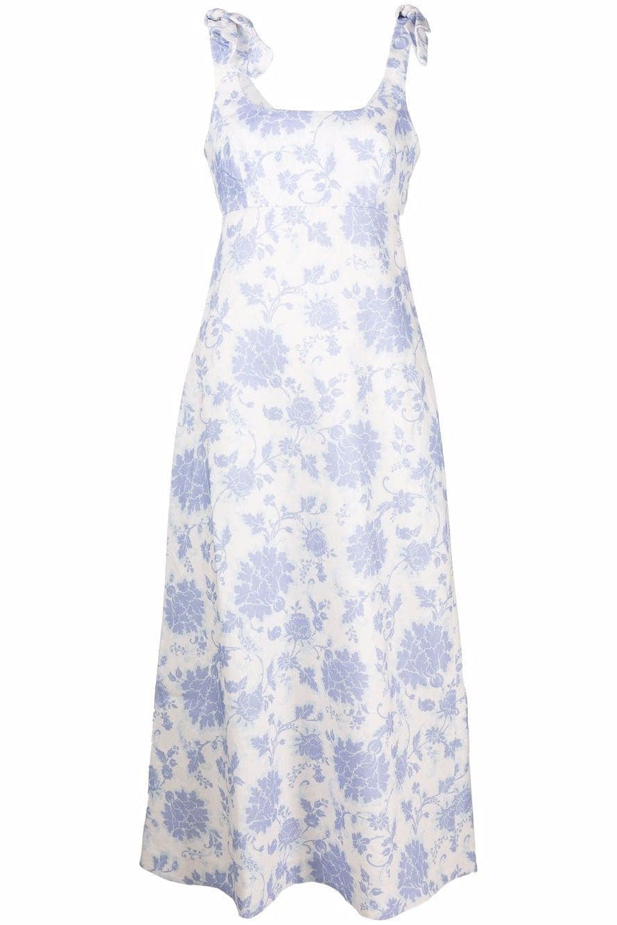 ZIMMERMANN-Postcard Tie Shoulder Midi Dress-