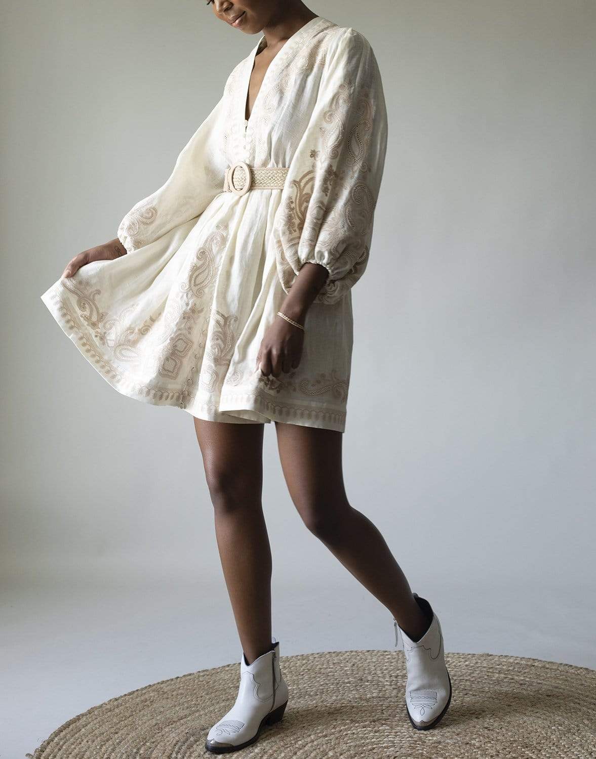 ZIMMERMANN-Estelle Ivory Paisley Short Dress-