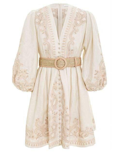 ZIMMERMANN-Estelle Ivory Paisley Short Dress-