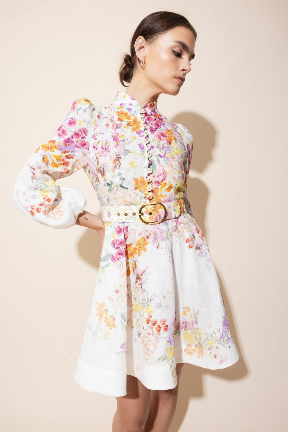 knee length dresses for ladies Natura Buttoned Mini Dress