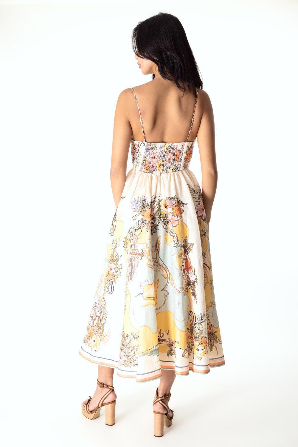 Tallow Midi Dress-NAUTICAL MAP-0-CLOTHINGDRESSCASUAL-ZIMMERMANN