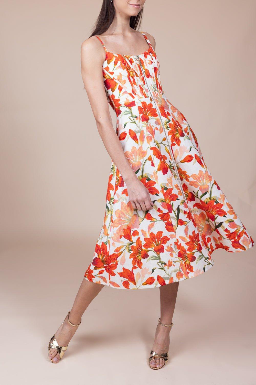 ZIMMERMANN-Tranquility Zipped Midi Dress-