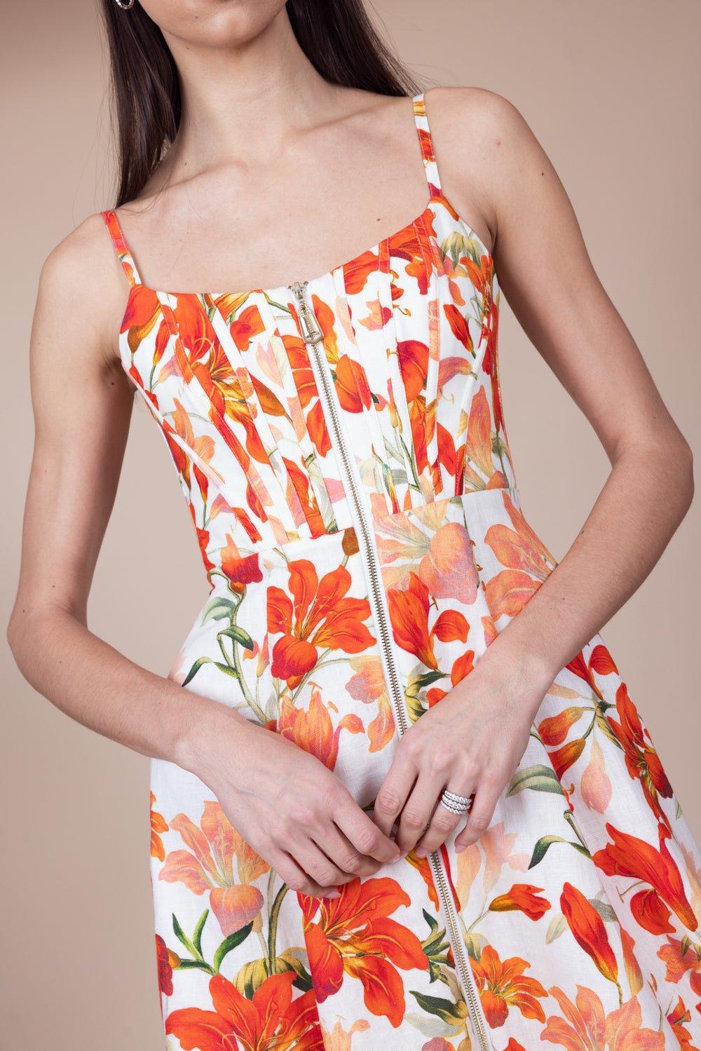 ZIMMERMANN-Tranquility Zipped Midi Dress-