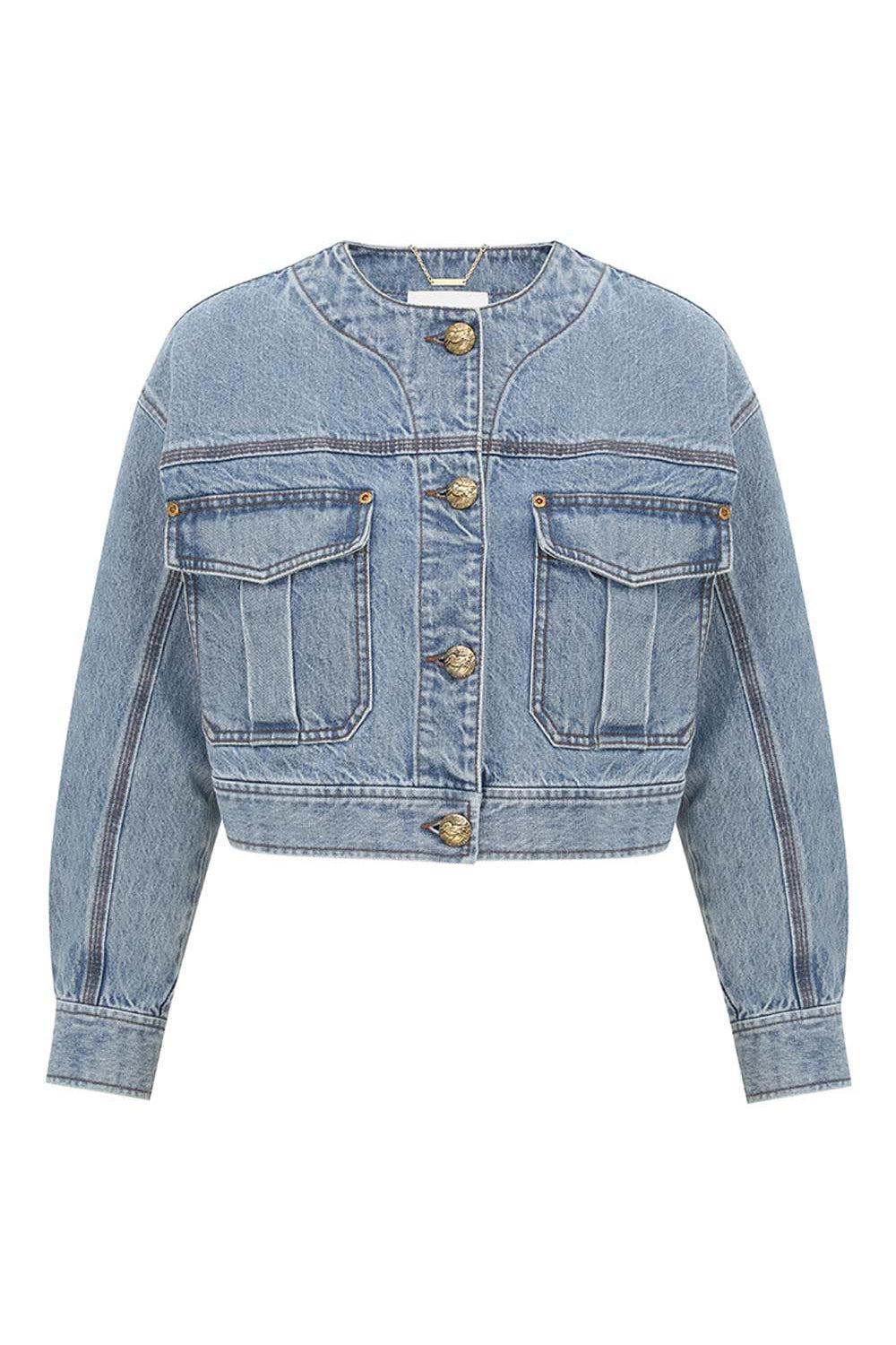 Denim Cropped Jacket-DAWNBLUE-0-CLOTHINGJACKETDENIM-ZIMMERMANN