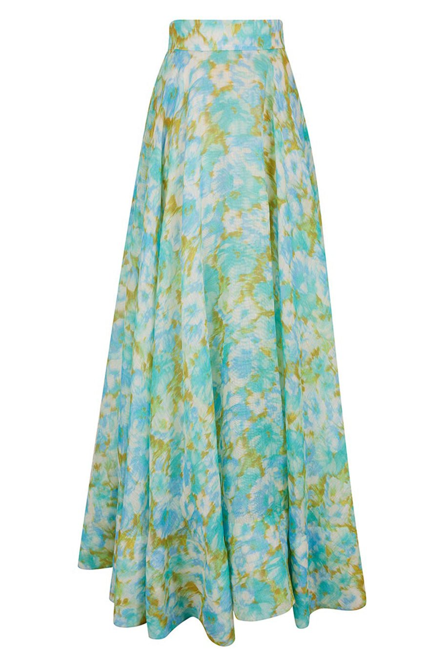 ZIMMERMANN-High Tide Maxi Skirt - Aqua Ikat Floral-