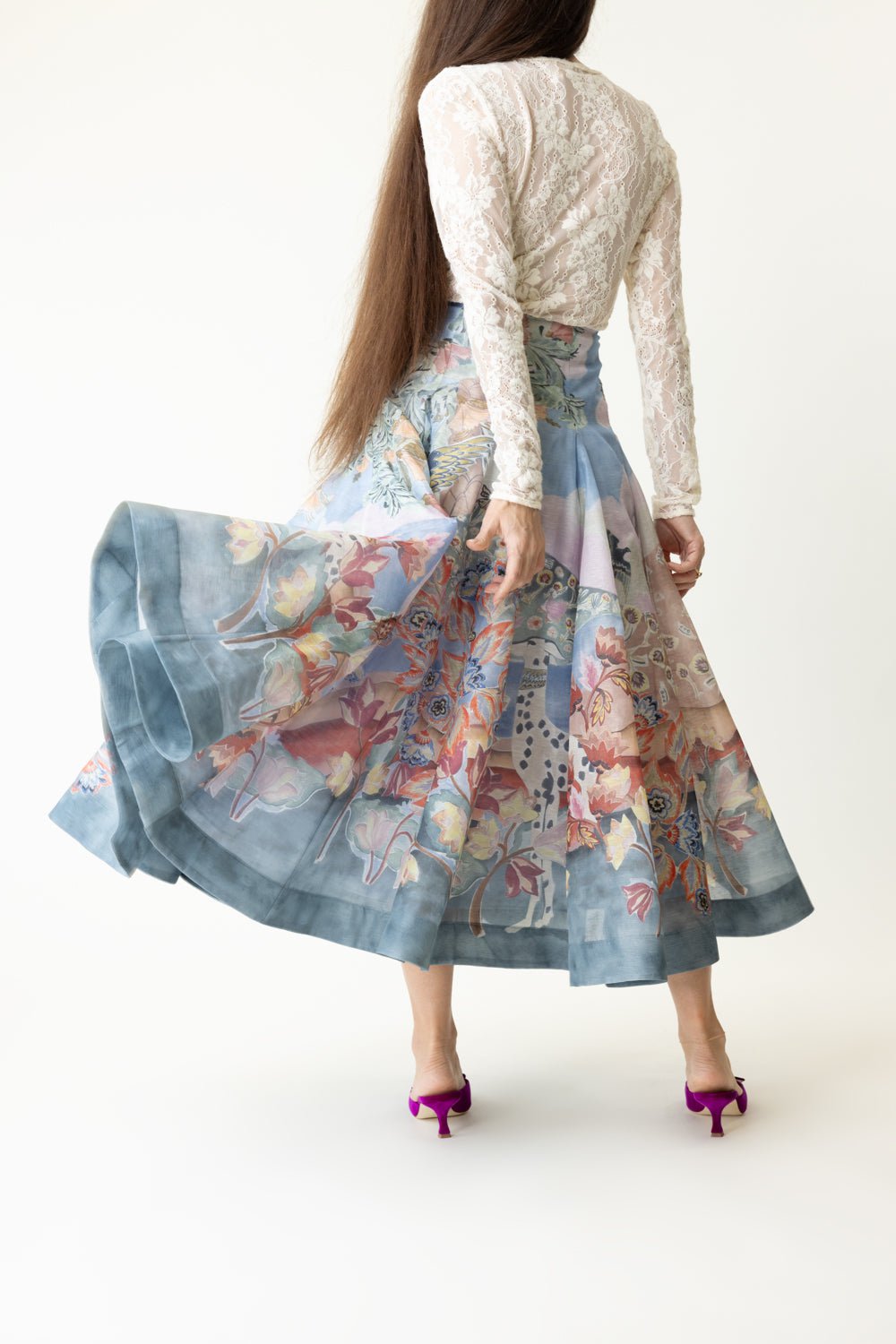 【Zimmermann】ILLUSTRATION GODET SKIRT アート ミディスカート Zimmermann】ILLUSTRATION GODET SKIRT アート ミディスカート